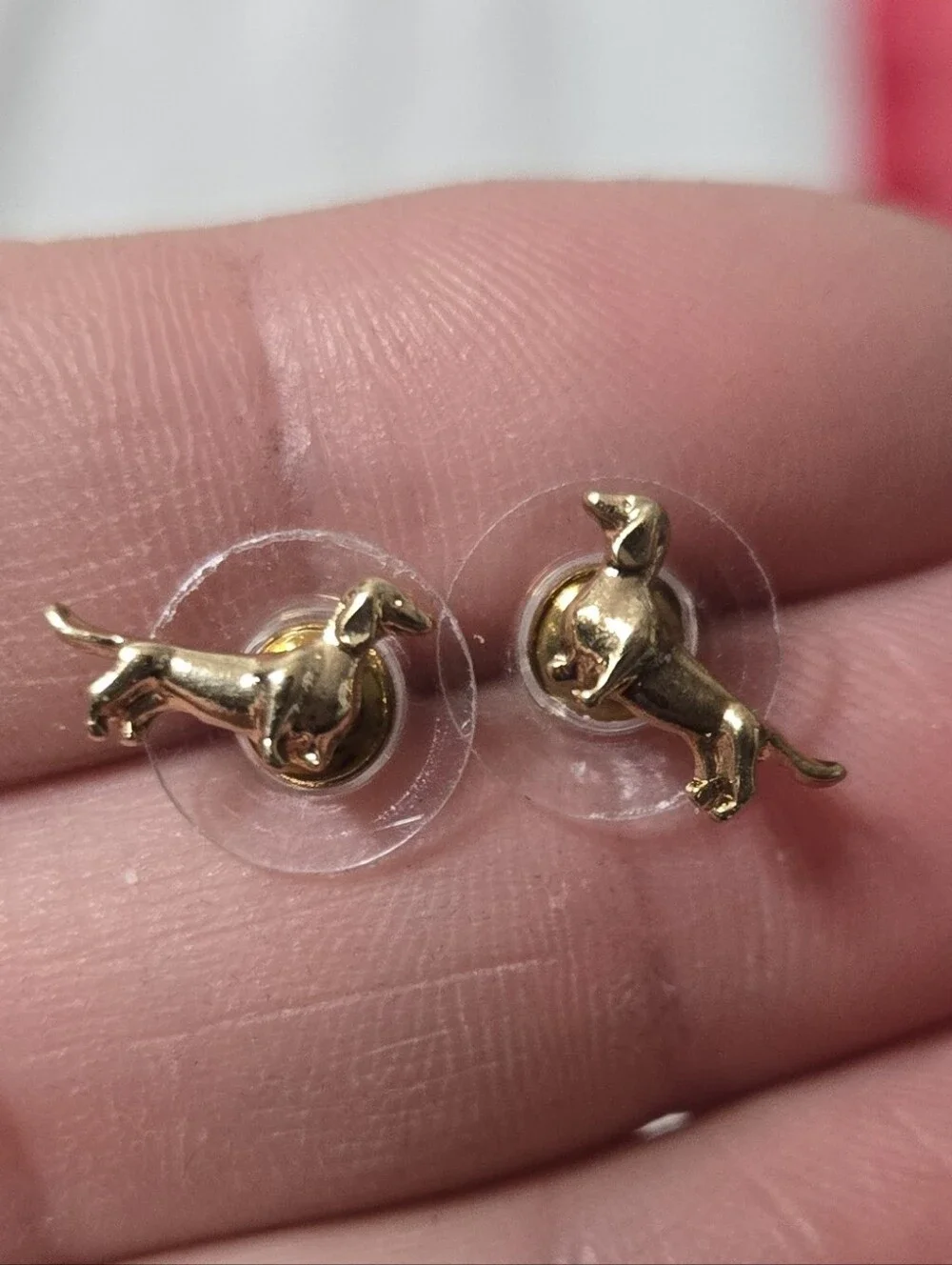 Women's Dachshund Small Gold Tone Stud Earrings